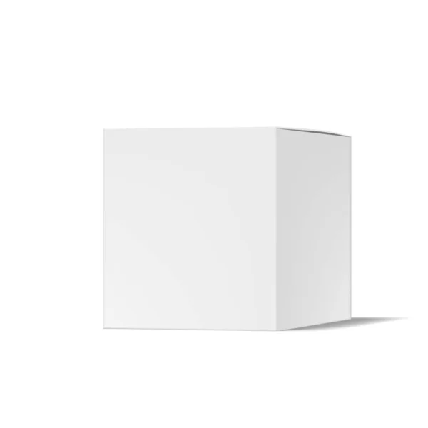 Realistische eenvoudige papieren doos verpakking met schaduw — Stockvector