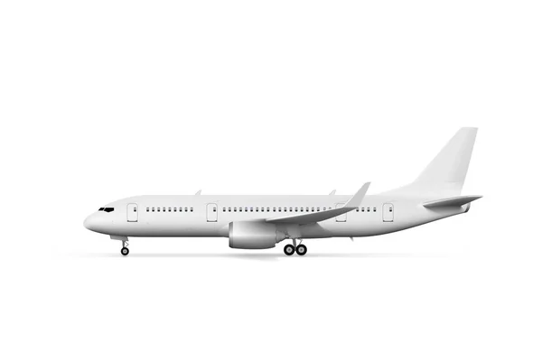 Üres fehér repülőgép vagy Airliner Side View — Stock Vector