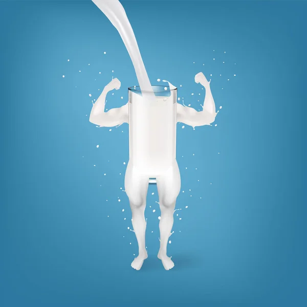 Splash Of Milk In Form Of Strong Arms And Legs — Stock Vector