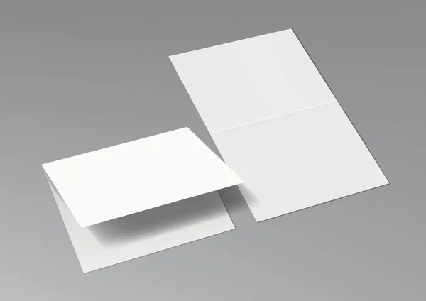 3D二つの半角ブランクホワイトパンフレットテンプレート — ストックベクタ