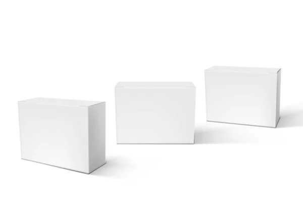 3d λευκό κενό συσκευασία κουτιά που απομονώνονται — Διανυσματικό Αρχείο