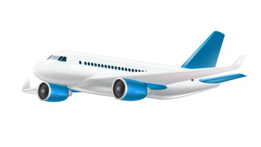 3d Beyaz Parlak Ticari Jet Uçağı Kalkıyor