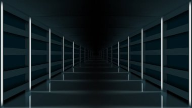 3D Modern Koridor Karanlık Koridor Garajı
