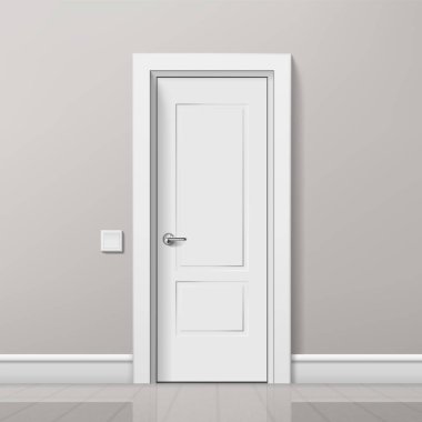 Gerçekçi Beyaz Kapı Minimalist İç mekanda