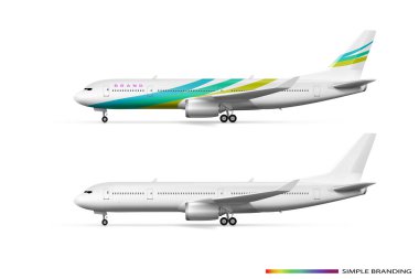 Blank White Airplane Or Airliner Side View clipart