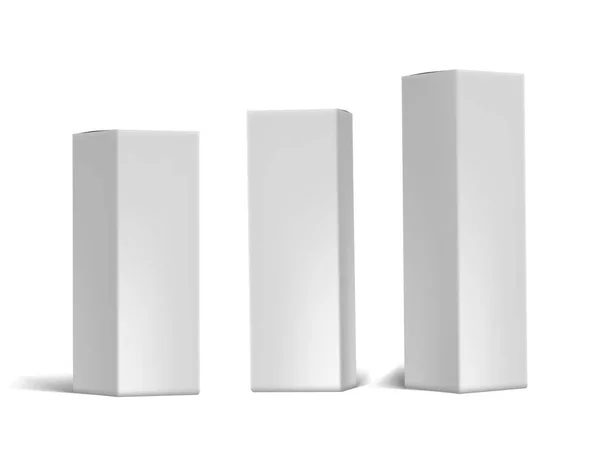 Varios ángulo 3D paquete en blanco conjunto de caja — Vector de stock