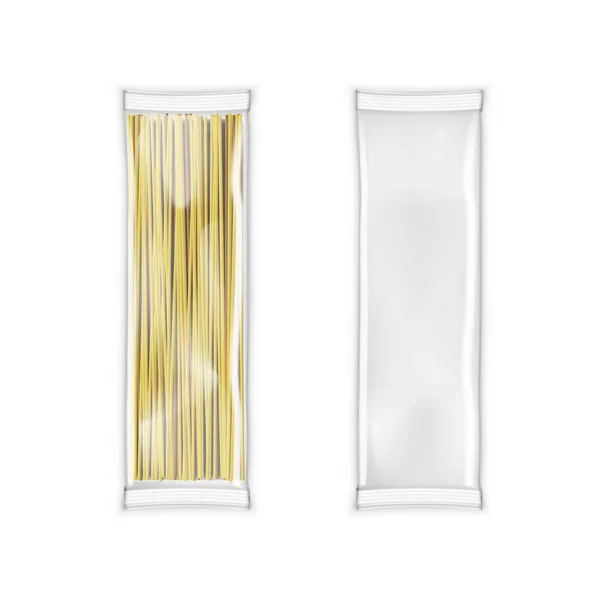 Transparante plastic zak wit pakket voor pasta — Stockvector