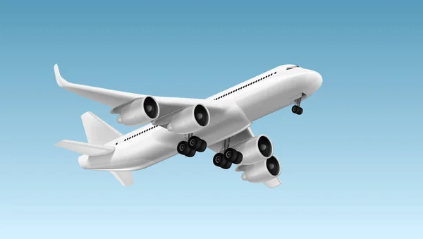 3D blanco brillante avión de reacción comercial despegue — Vector de stock