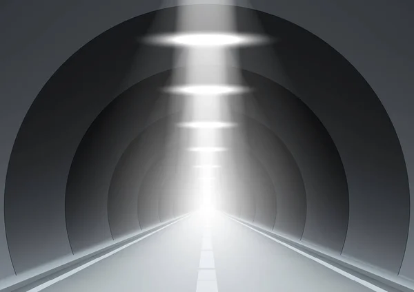 3D abstrait sombre souterrain route long tunnel — Image vectorielle