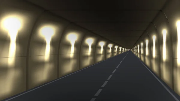 3D Abstract Dark Underground Road Long Tunnel — ストックベクタ