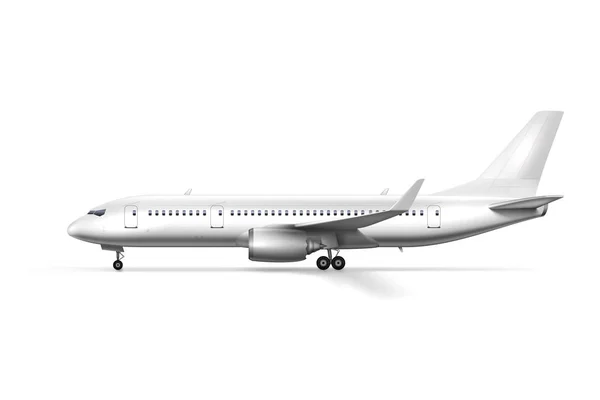 Üres fényes fehér repülőgép vagy Airliner Side View — Stock Vector
