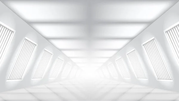 3D майбутнє Сучасний бетонний світловий коридор Гараж — стоковий вектор