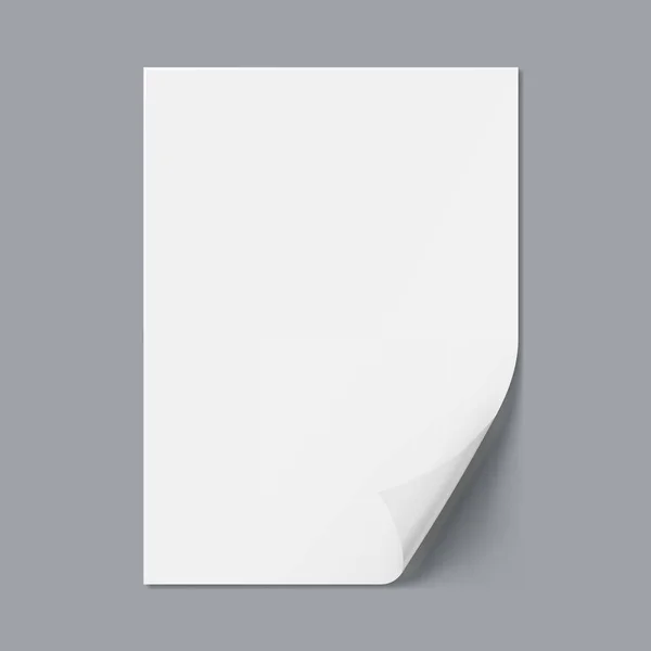 Folha de papel A4 clara branca com sombra — Vetor de Stock