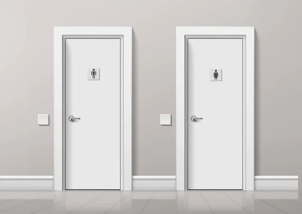 Realistic WC Toilet Doors For Male And Female — ストックベクタ