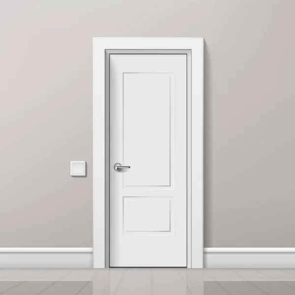 Realistic Modern White Door In Minimalist Interior — ストックベクタ