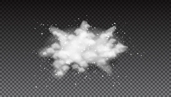 Explosion de poudre blanche 3D sur le dos transparent — Image vectorielle