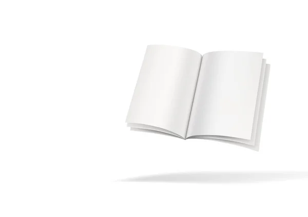 3d otwarta książka lub słownik Latający na białym — Wektor stockowy