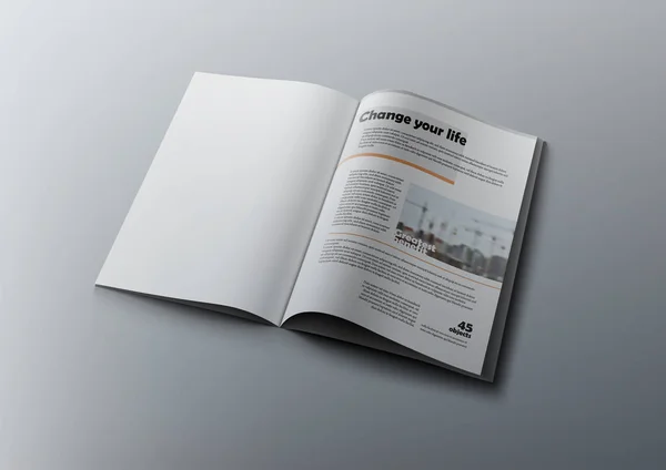 3D Magazine Design Concept. Limpiar página blanca — Vector de stock