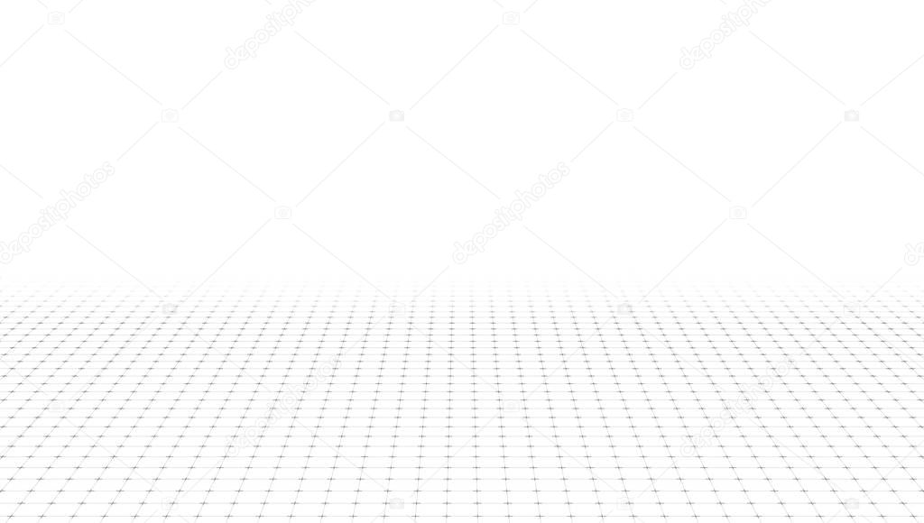 3D Curved Perspective Grid Background On White