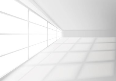 Zeminde ışık huzmesi olan Beyaz Oda