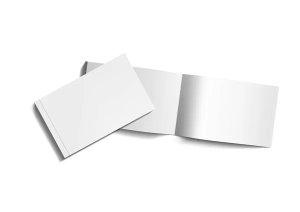 Öppna och stäng Soft Cover Brochure On White — Stock vektor