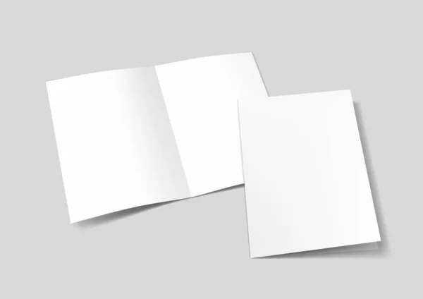 Брошюра A3 или A4 White Blank Half-folded — стоковый вектор