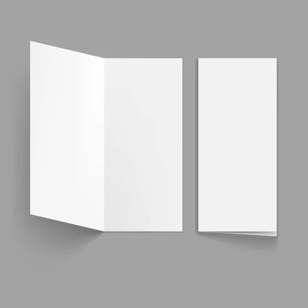 Slim Vertical Half Folded Brochure On Gray — 스톡 벡터