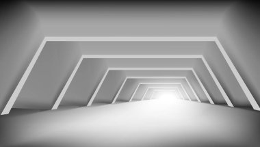 3d Soyut Beyaz Temiz Işık Koridoru İçi