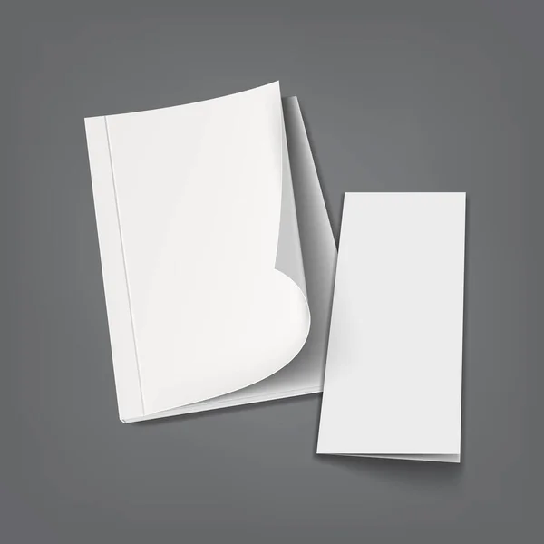 Blank Cover Of White Book Or Magazine On Gray — 스톡 벡터