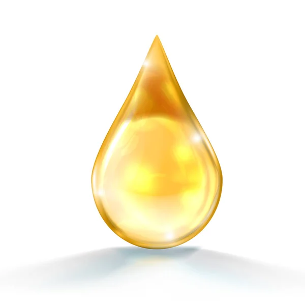 Gold Oil Or Honey Drop Isolated On White Back — Stock Vector