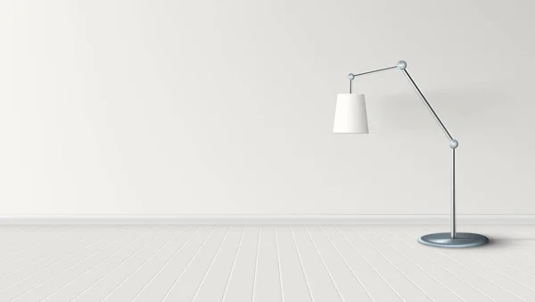 Interior escandinavo moderno do quarto 3D com lâmpada — Vetor de Stock