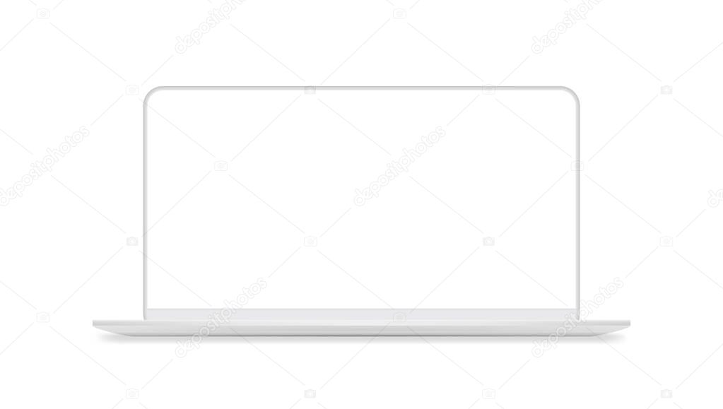 White Laptop Mock Ip With Blank Frameless Screen