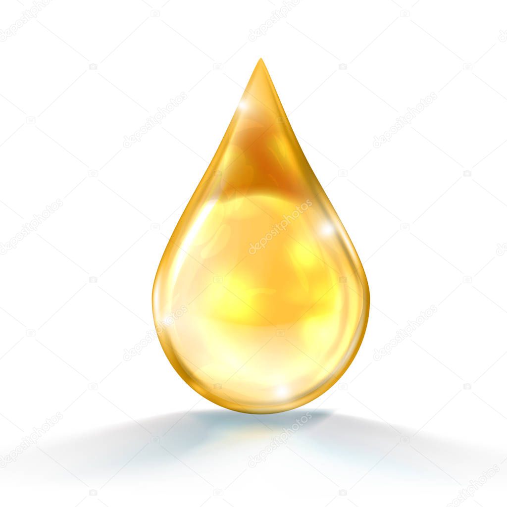 Gold Oil Or Honey Drop Isolated On White Back