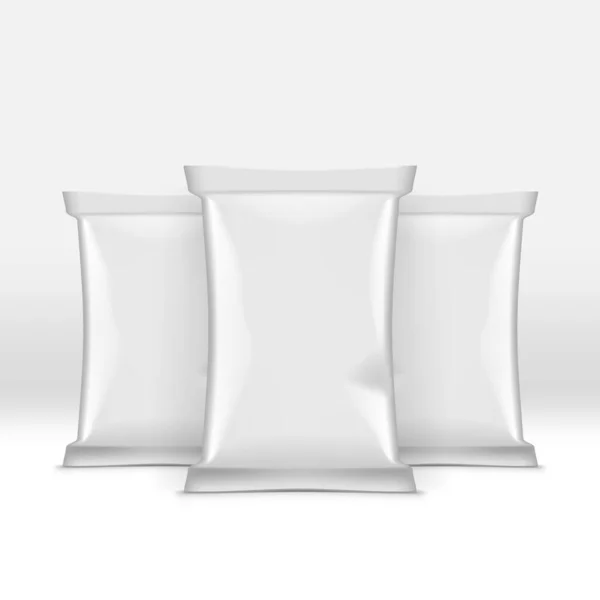3d bianco bianco patatine Foil Bag Pack Mockup — Vettoriale Stock