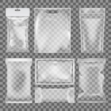 Boş Parlak Plastik Yiyecek Paketi. EPS10 Vektörü