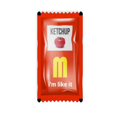 3D Soyut Ketçap Restoranı Fast Food Sachet