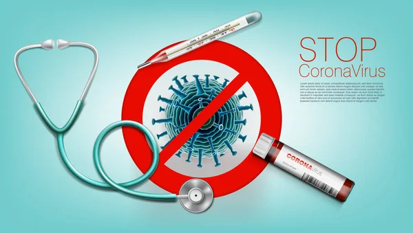 Stop Covid19 Virus Sign Infection Concept Template — Stockvektor