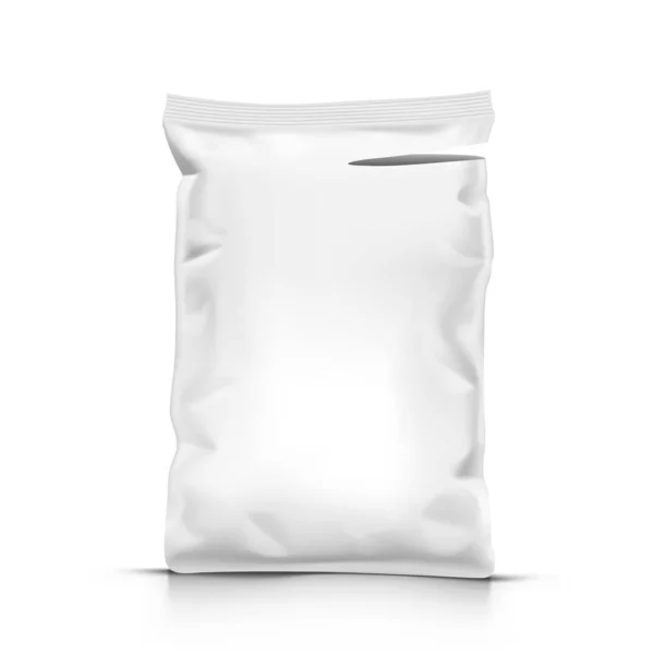 Pacote de saco de plástico vazio selado de pé branco — Vetor de Stock
