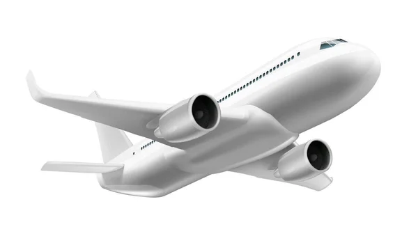 3D White Glossy Commercial Jet Flugzeug Am Himmel — Stockvektor