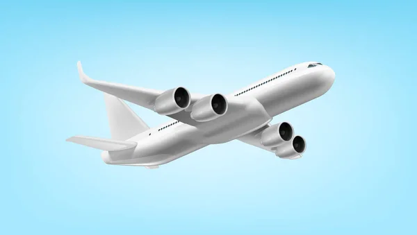 Avión comercial brillante blanco 3D del jet en el cielo — Vector de stock