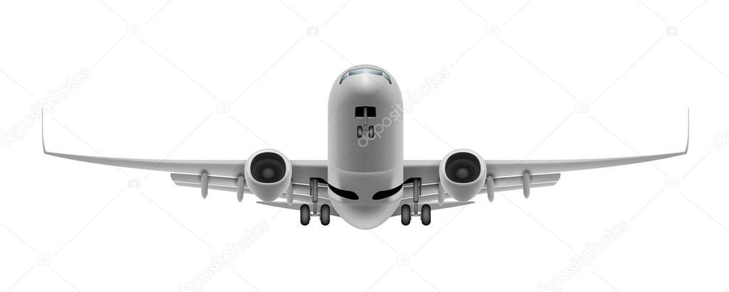 White Clear Passenger Airplane Take Off Isolated