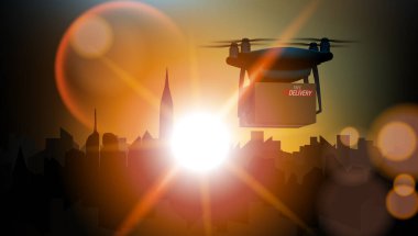 İHA Şehrin Üzerinde Teslimat Paketiyle Uçuyor