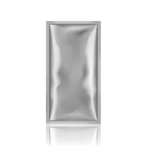 Paquete blanco Aluminio Foil Sachet — Vector de stock