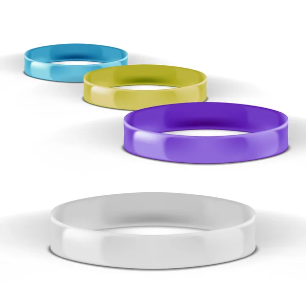 3D Diverse Kleur Vier Glanzende Siliconen Armbanden — Stockvector