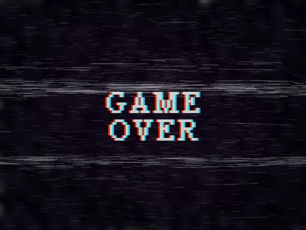 Game Over Pixel Style Glitch VHS Retro Effect — Stockvector