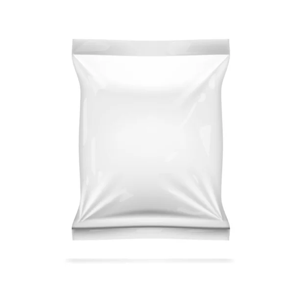 Realisztikus fehér fényes csomagolás elszigetelt fehér — Stock Vector