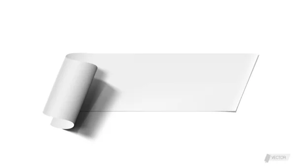 3D White Paper Ribbon Banner με σκιά — Διανυσματικό Αρχείο