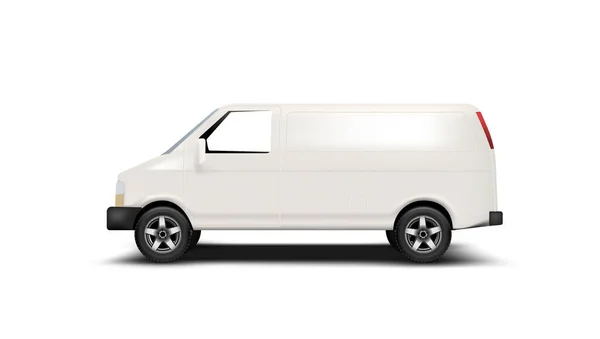 3D Rear Clear White Van Side View — стоковый вектор