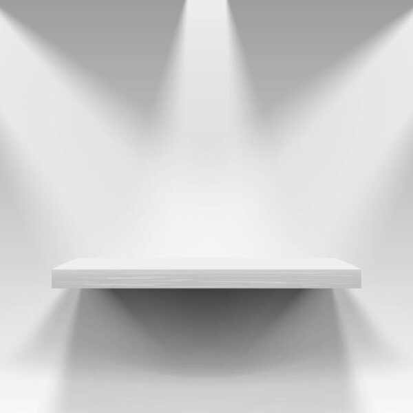 Abstract Shelf With Shadow Of Three Spotlights