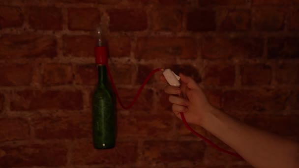 Lamp bottle on the control panel turns on and off — ストック動画